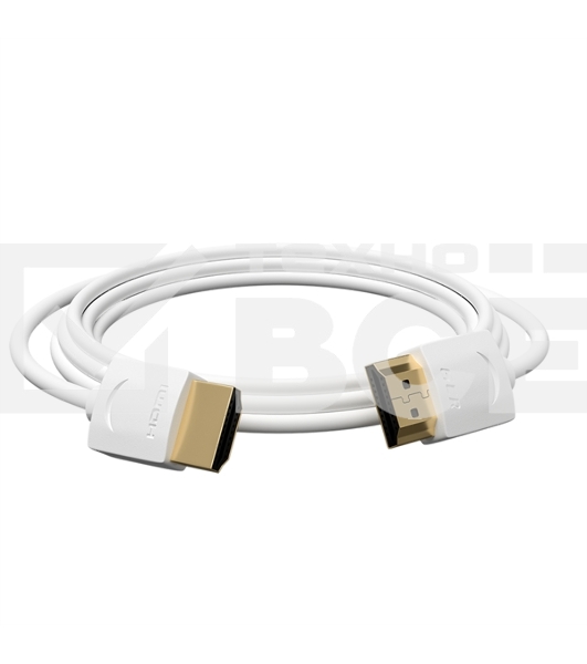 Ультратонкий кабель GCR HDMI2.0 для AppleTV, SLIM, 1.5m, белый, OD3.8mm, HDR 4:2:0, Ultra HD, 4K60Hz, 18.0 Гбит/с, 32/32 AWG GCR