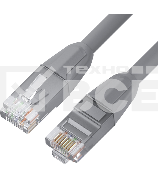 Патч-корд GCR прямой 7.5m LSZH UTP кат.6, серый, 24 AWG, литой без фиксатора, ethernet high speed, RJ45, T568B, GCR-52753
