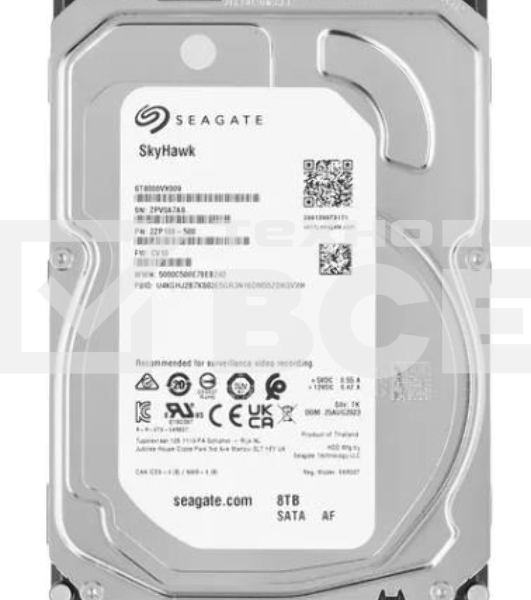 Жесткий диск Seagate HDD SATA  8Tb, SkyHawk Surveillance, 7200 rpm, 256Mb buffer, ST8000VX009, 1 year