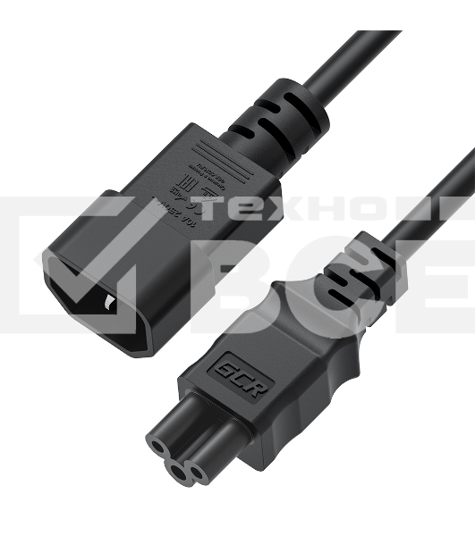 Кабель питания Greenconnect GCR-55966 PROF 1.0m, С14 - С5, черный, 3*1,5мм