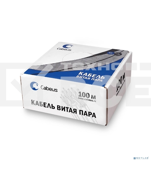 Кабель витая пара UTP (U/UTP) Cabeus UTP-4P-Cat.5e-SOLID-LSZH-100 категория 5e, 4 пары (24 AWG), одножильный, оранжевый, LSZH, нг(А)-HF, (100 м)