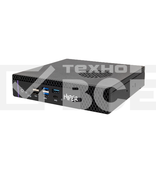 Компьютер Мини ПК HIPER FACTUM FT20 Intel Core i3 14100(3.5Ghz)/8192Mb/256SSDGb/noDVD/BT/WiFi/war 1y/1.2kg/черный/Win11Pro + БП 120Вт/металл/VESA Адаптер на 75х75, 100х100