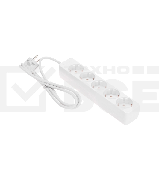 Удлинитель 5 гнезд, 1,5 м, 3х0,75 мм², с/з, белый PROconnect