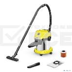 Строительный пылесос Karcher WD 3 S V-15/4/20 1000Вт (уборка: сухая) желтый, фото2
