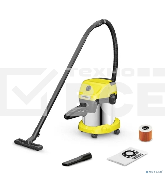 Строительный пылесос Karcher WD 3 S V-15/4/20 1000Вт (уборка: сухая) желтый