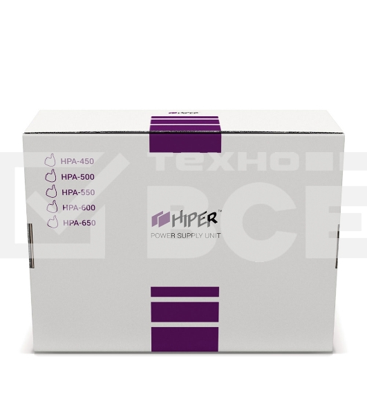 Блок питания HIPER HPA-600 (ATX 2.31, 600W, Active PFC, 80 PLUS, 120mm fan, черный) BOX