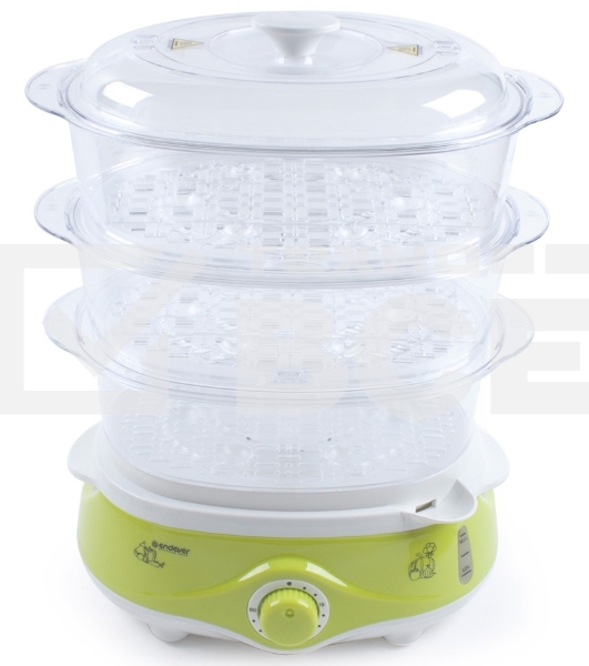 Пароварка электрическая Endever Vita-171, белый/зеленый, мощность 1000 Вт, объем 11 л