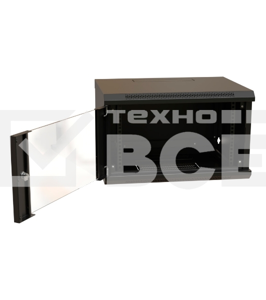 Шкаф коммутационный WRline (WR-TW-0966-GP-RAL9004) настенный 9U 600x600мм пер.дв.стекл 2 бок.пан. 60кг черный 520мм 500мм IP20 сталь