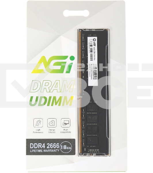 Оперативная память AGI, DDR4, 16GB (1x16GB), 2666MHz, CL19, DIMM