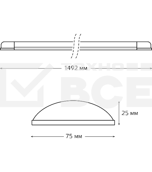 Светильник линейный Gauss WLF-1 50W 4550lm 6500K 185-265V IP20 1492x75x25мм алюминий LED 1/20