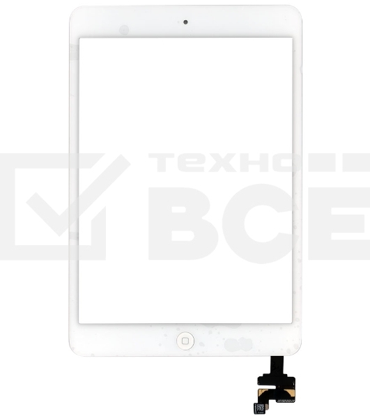 Сенсорное стекло (тачскрин) Ipad mini + stiker + IC с кнопкой Home, белое (A1432 A1454 A1455) OEM