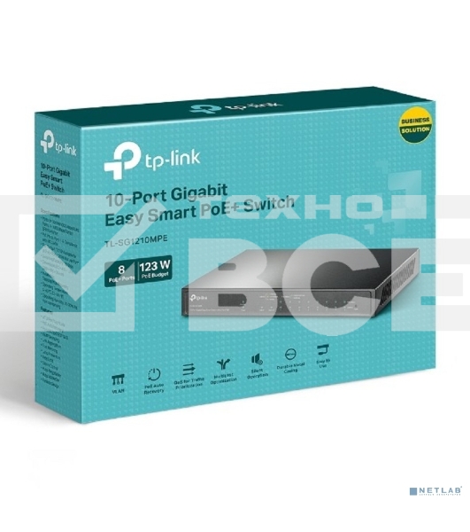 Коммутатор TP-Link TL-SG1210MPE Easy Smart 10-портовый гигабитный с 8 портами PoE+