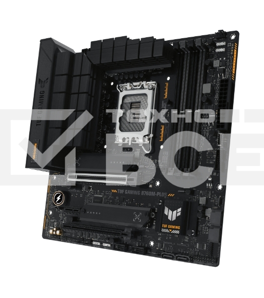 Материнская плата ASUS TUF GAMING B760M-PLUS, LGA 1700, Intel B760, 4xDDR5, 4xSATA, 2xM.2, 1xPCIe 5.0 x16, 1xPCIe 4.0 x4, 1xPCIe x1, 2xUSB-A 3.2 Gen 2, 3xUSB-A 3.2 Gen 1, 2xUSB 2.0, 1xUSB-C 3.2 Gen 2x2, 1x2.5Gb LAN, 5x3.5 мм, 7.1, mATX