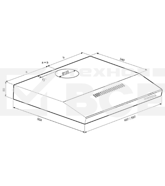 Вытяжка Krona JESSICA slim 500 inox push button  кухонная