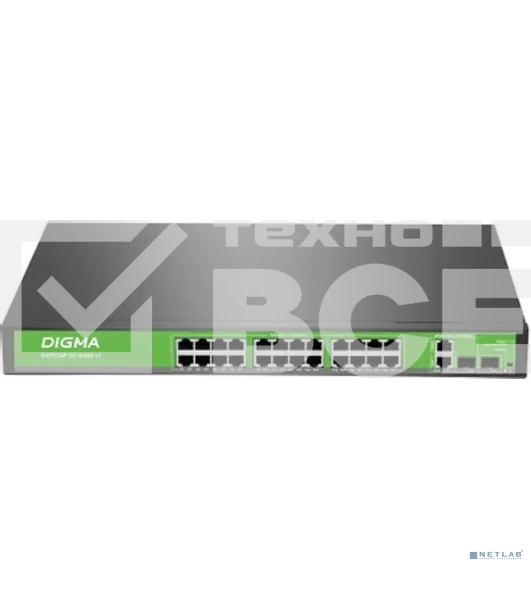 Коммутатор Digma DSP224F-2C-R400 V1 (L2) 24х100Мбит/с 24PoE