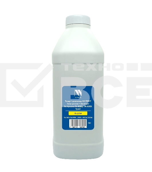 Тонер + девелопер NVPrint для Kyocera TK-8305/TK-8505 Type2 (400г) Yellow совместимый