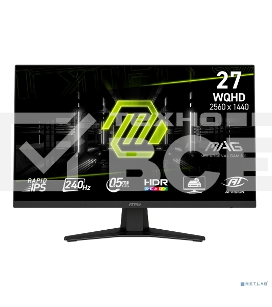 Монитор 27' MSI MAG 274QF X24 IPS 2560x1440, 240 Гц, 0.5 мс, 16:9, 250 кд/м², 2xHDMI 2.0b, DP 1.4a, 3.5 мм, FreeSync, полуматовый экран, черный