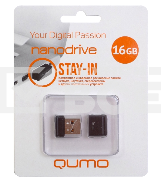 Флэш Диск QUMO 16GB NANO QM16GUD-NANO-B Black