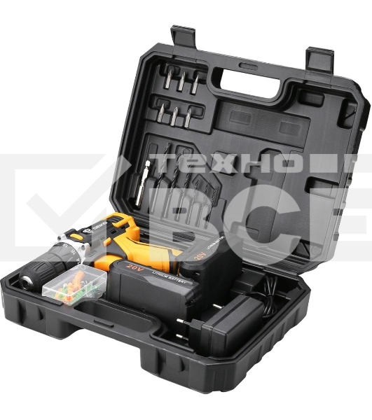 Аккумуляторная дрель DEKO DKCD20FU-Li (063-4103) 20В 1.5Ahx2 63 с набором 63 предмета в кейсе