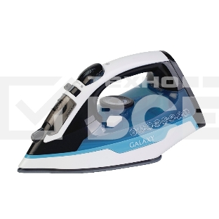 Утюг беспроводной Galaxy GL 6151, белый с голубым, паровой, 2200 Вт, функции: автоотключение, самоочистка, антикапля, антинакипь, функция увлажнения, вертикальное отпаривание, индикатор нагрева, защита от перегрева, резервуар для воды 320 мл, керамическое
