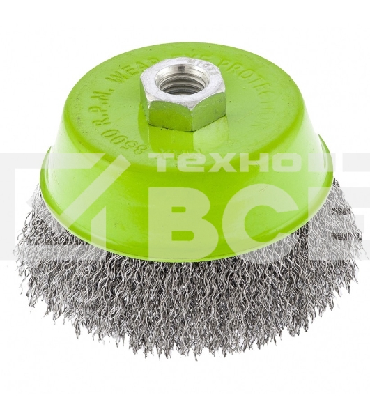 Щетка Сибртех для УШМ, 100 мм М14, чашка, витая проволока 0,3 мм