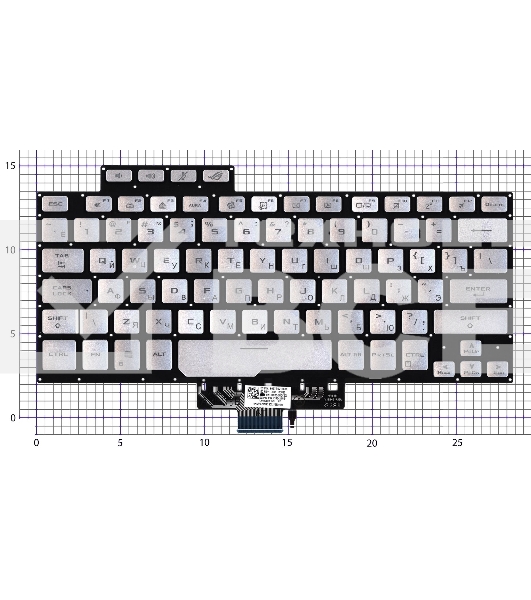 Клавиатура для ноутбука Asus ROG Zephyrus G14 GA401 серебристая c подсветкой маленький энтер