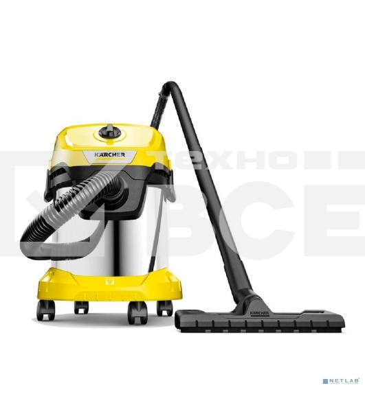 Строительный пылесос Karcher WD 3 S V-15/4/20 1000Вт (уборка: сухая) желтый