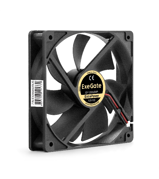 Вентилятор 12В DC ExeGate ExtraPower EP12025B2P (120x120x25 мм, 2-Ball (двойной шарикоподшипник), 2pin, 1850RPM, 30dBA)
