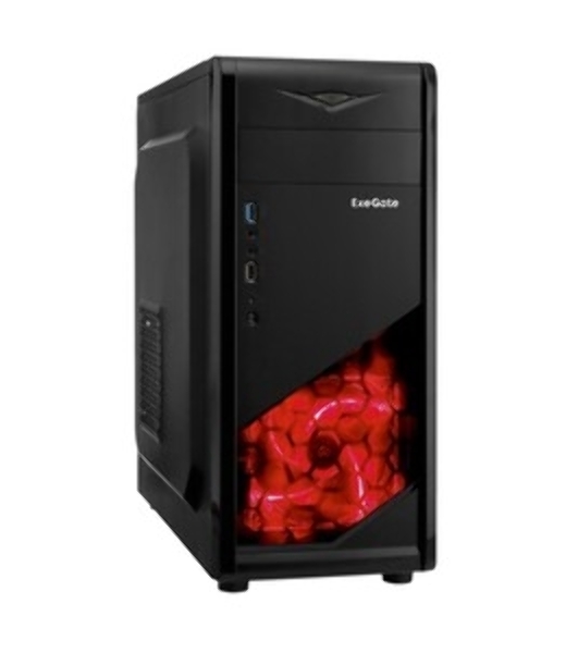 Компьютерный корпус Miditower ExeGate EVO-8227-NPX700 (ATX, БП 700NPX с вент. 12см, 2*USB+1*USB 3.0+HD Audio, черный, 3 вент. RGb, закаленное стекло)