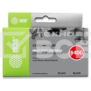 Картридж струйный Cactus CS-PGI1400XLBK черный (36 мл) для HP Canon MB2050/MB2350/MB2040/MB2340