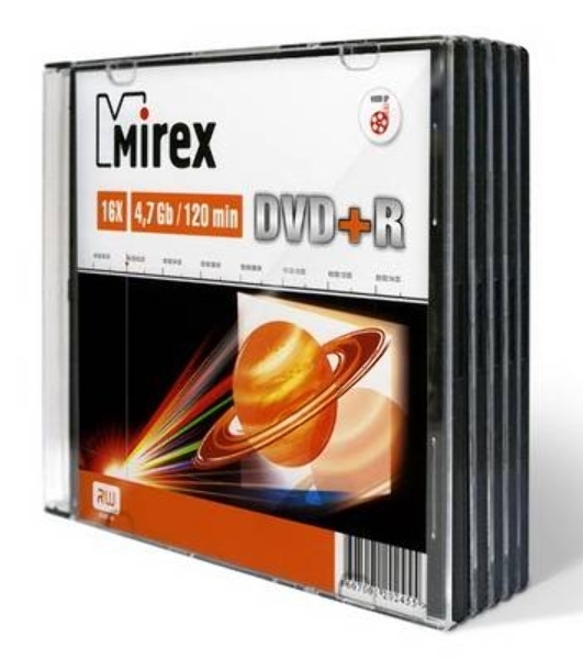 Диск DVD+R Mirex 4.7 Gb, 16x, Slim Case (5), (5/200)