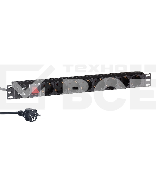 Блок розеток горизонтальный ExeGate ServerPro PDU-19H804 Al-8S-EU2.5-SW, 19