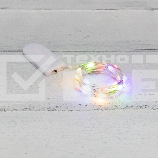 Гирлянда «Роса» с крупными каплями 2 м, 20 LED, цвет свечения мультиколор, 2хCR2032 в комплекте, тонкий батарейный блок NEON-NIGHT