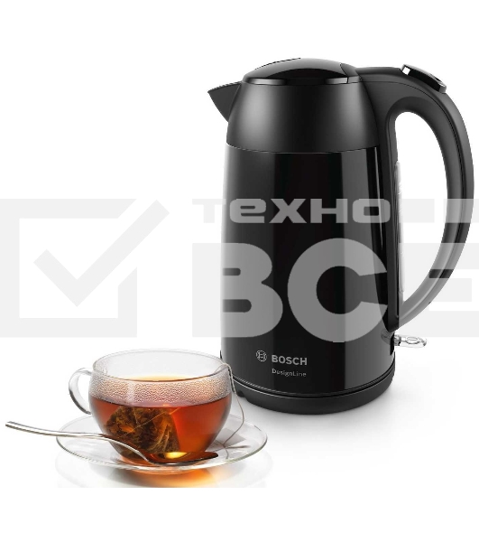 Чайник электрический Bosch TWK3P423 1.7л. 2400Вт черный (корпус: нержавеющая сталь)