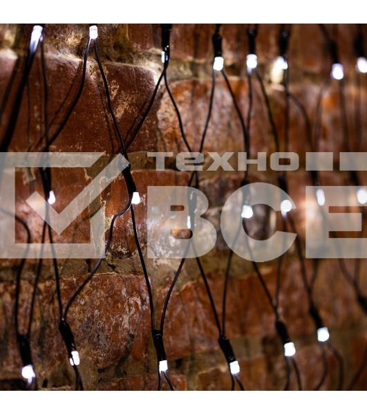 Гирлянда Сеть 2х2х1.5 м, свечение с динамикой, прозрачный ПВХ, 136 LED, 230 В, цвет свечения белый