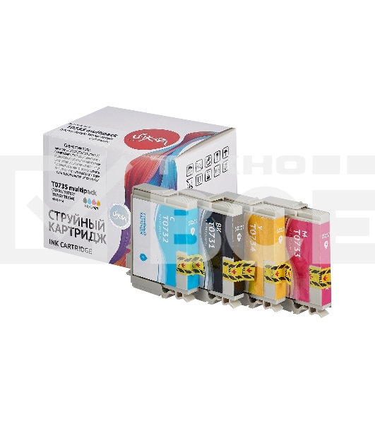 Набор струйных картриджей Sakura C13T10554A10 (T0735 BK/C/M/Y) для Epson, мультипак, 11,4 мл., 490 к.