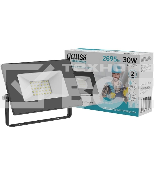 Прожектор светодиодный Elementary 30W 2695lm 4000К 200-240V IP65 черный LED