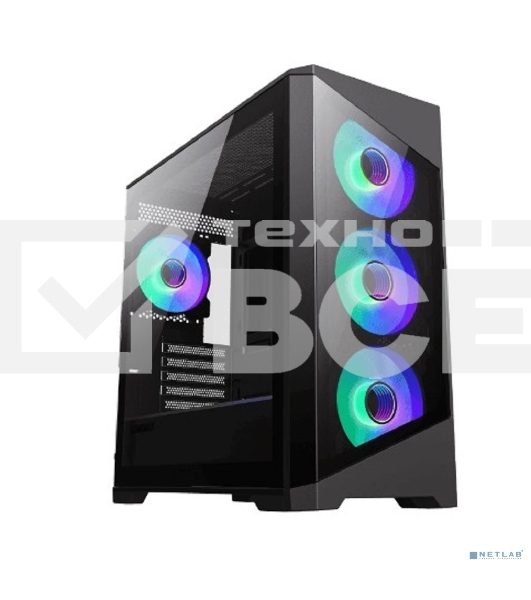 Компьютерный корпус mATX, без блока питания Gamemax Destroyer TGB mATX case, black, w/o psu, w/1xUSB3.0+2xUSB2.0, Combo Audio, w/3x12cm ARGB front fan (1xFN-12A-M6I, 2xFN-12A-S6I), w/1x12cm ARGB rear fan (FN