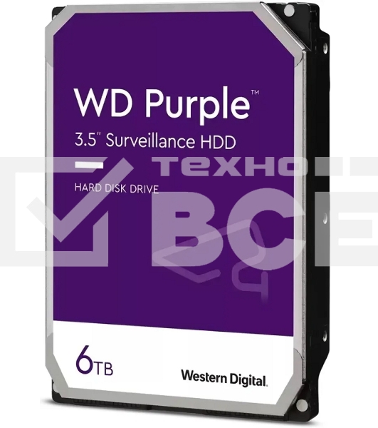 Жесткий диск Western Digital 6TB  Purple (WD63PURU) {Serial ATA III, 5400- rpm, 256Mb, 3.5