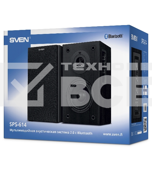 Колонки Sven SPS-614 2.0 (2x20W, Bluetooth, дерево, black)