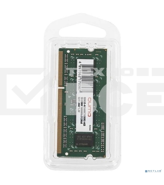Оперативная память QUMO, DDR3, 4GB (1x4GB), 1600MHz, CL11, SO-DIMM