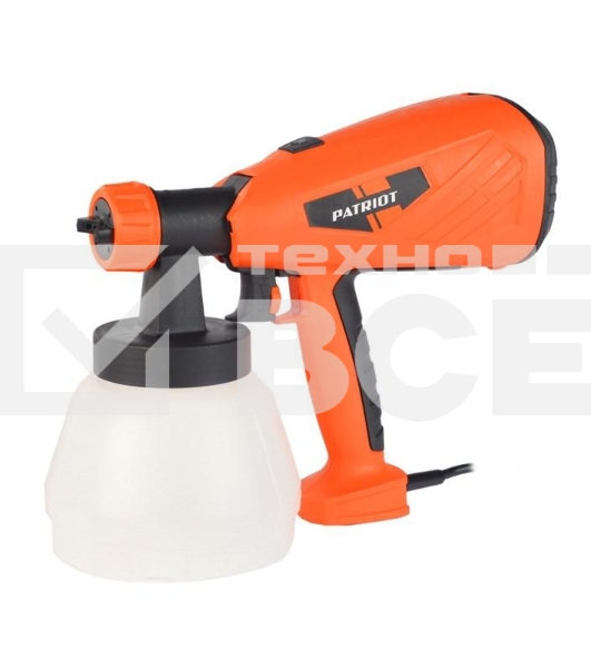 Краскопульт электрический PATRIOT SG500 HVLP 500 Вт., 100 DIN/сек, Расход 900 мл/мин., Резервуар: 1300 мл