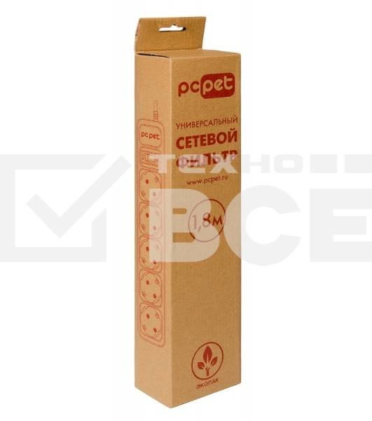 Сетевой фильтр PC Pet AP01006-E-GR 1.8м (5 розеток) серый