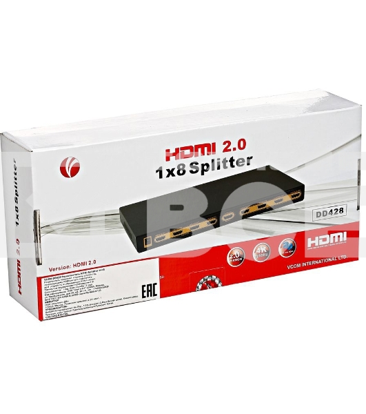 Разветвитель HDMI Spliitter 1=>8  2.0v, VCOM <DD428>