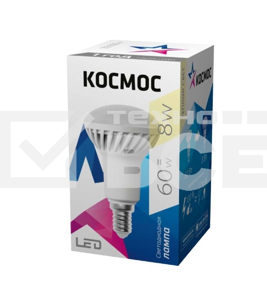 Лампа светодиодная LED R50 8Вт 220В E14 3000К Космос Lksm_LED8wR50E1430
