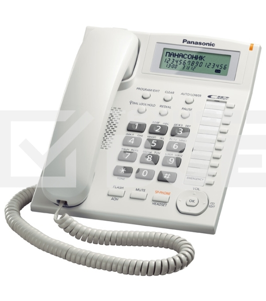 Телефон проводной Panasonic KX-TS2388RUW белый индикатор вызова,повторный набор последнего номера,4 уровня громкости звонка