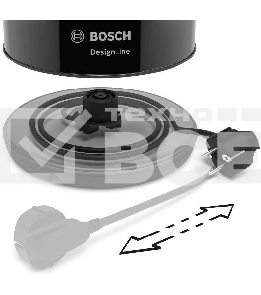 Чайник электрический Bosch TWK3P423 1.7л. 2400Вт черный (корпус: нержавеющая сталь)