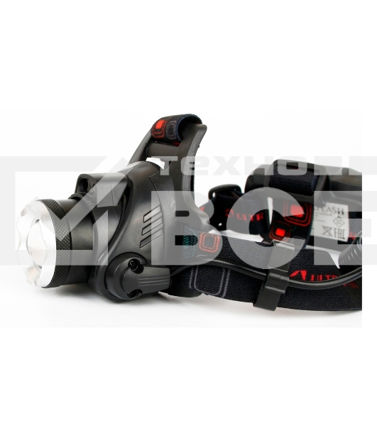 Фонарь Ultraflash налобный с аккумулятором E1336 3,7В, черный, 1LED, 4 Ватт, фокус, 2 ак 4 реж, сенсор, бокс