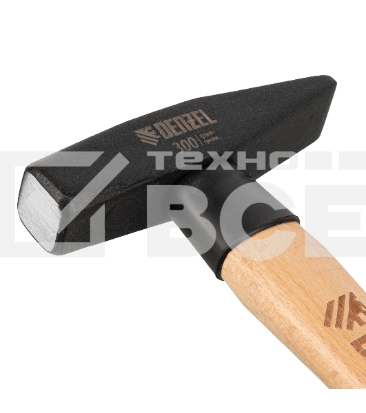 Молоток слесарный Denzel 300 г, кованый квадратный боек, буковая рукоятка