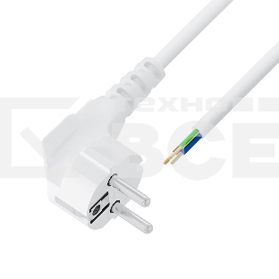 Кабель питания Greenconnect GCR-55315 1.0m, евровилка угловая Schuko - без разъема,  белый, 3*0,5mm